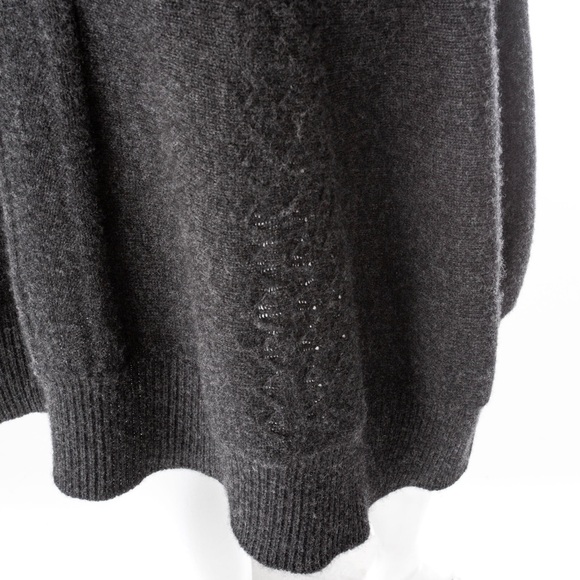Yves Saint Laurent Gray Cashmere Knit V-Neck Dress - Picture 8 of 9